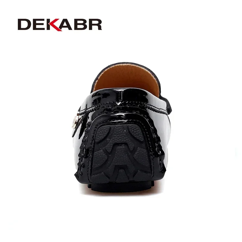 DEKABR New Men Casual Shoes Slip-on High Quality Pu Leather Glossy Loafers Fashion Footwear Designer Breathable Driving Shoes