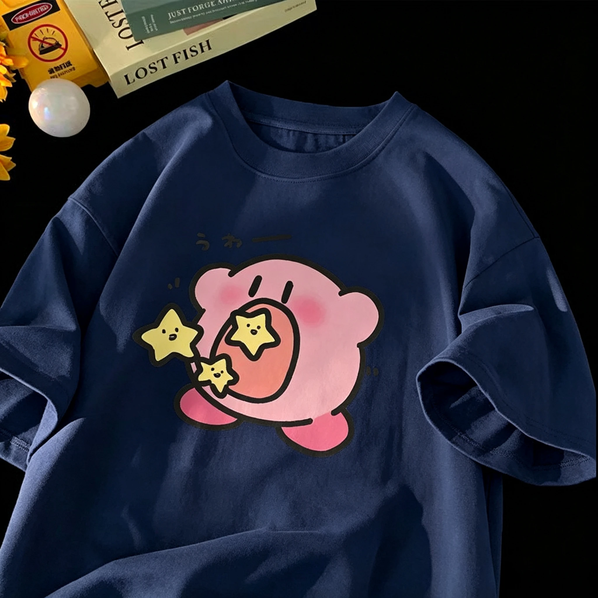 Niedliches Kirby-Eat-Star-Grafik-T-Shirt, Kawaii-Cartoon-Anime-T-Shirt für Damen, Herren und Kinder, lässiges Kurzarm-Oberteil, ästhetisches Geschenk für Fans – Detail 9