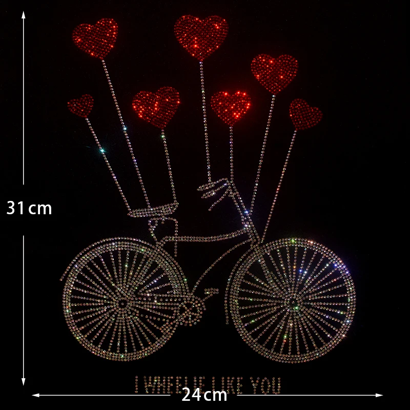 

High-quality Rhinestone creative bicycle ironing on sweater coat clothing accessories fashionable large patches