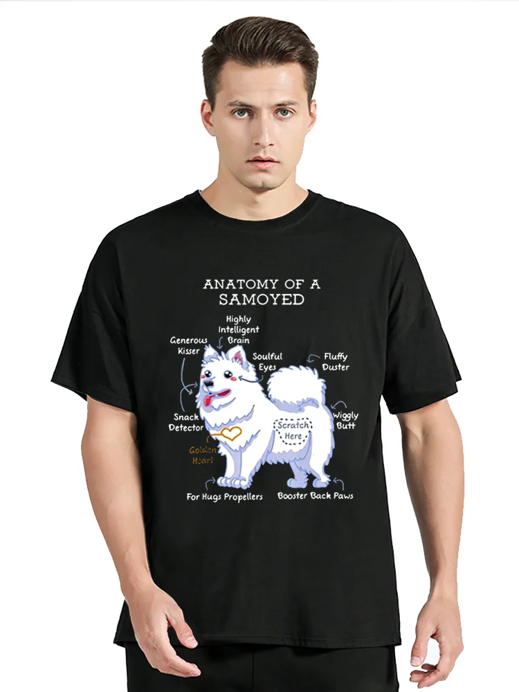 Anatomy Of A Samoyed Funny Dog Body Classic T Shirt Men O-neck Cotton T-shirt Funny Clothing Oversized Tshirt Tees