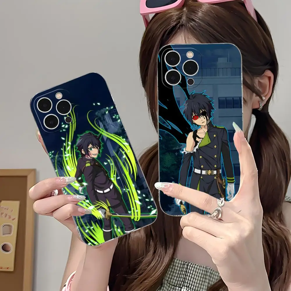 

Чехол для телефона Owari no Seraph Yuichiro Hyakura для iPhone 16, 15, 14, 13, 12, 11 X XR XS 8 6 Pro Max Plus, мини-прозрачный цветной принт