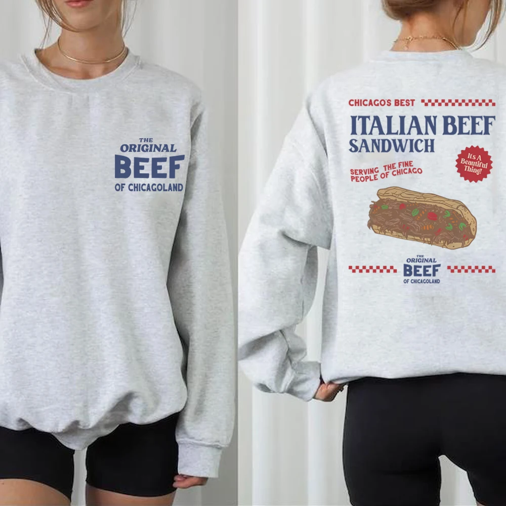 Tv Show The Bear Sweatshirt Front and Back Print Hoodie Italian Beef Sandwich Shirt The Original Beef of Chicagoland Sweatshirts