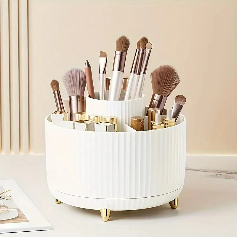 Desktop Lipstick Eye Shadow Pen Container Storage Bucket Makeup Box Storage Box Rotary Dust-proof Makeup Brush Storage Cylinder