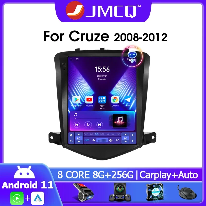 

JMCQ 9.7" Car Radio Android 11 For Chevrolet Cruze J300 2008-2012 2Din Multimedia Player Video Navigation 4G Carplay Head Unit