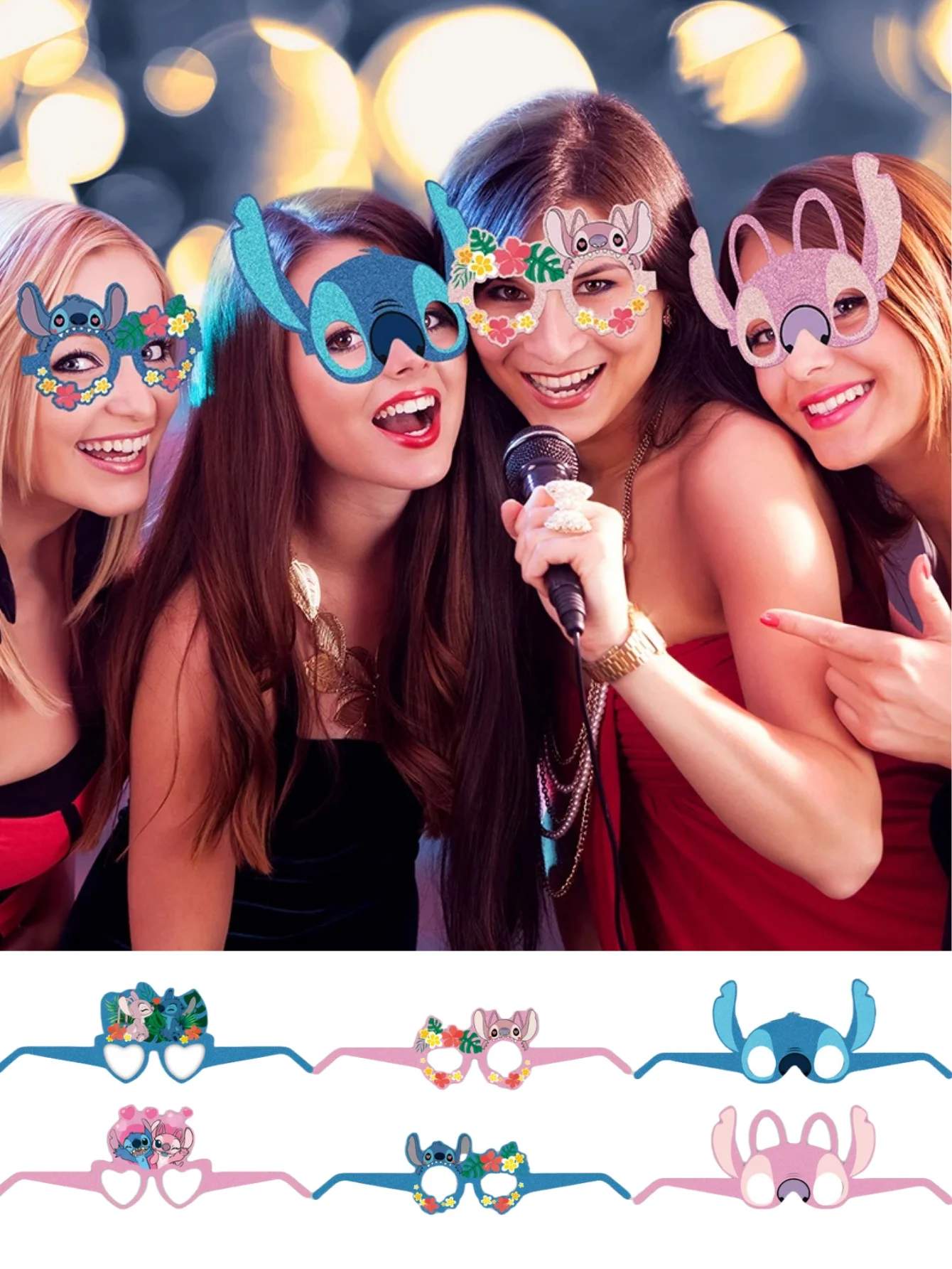 6pcs Lilo & Stitch Party Decoration Paper Glasses Masks Photo Cosplay Props Woman&Man Happy Birthday Summer Party Supplies hallo