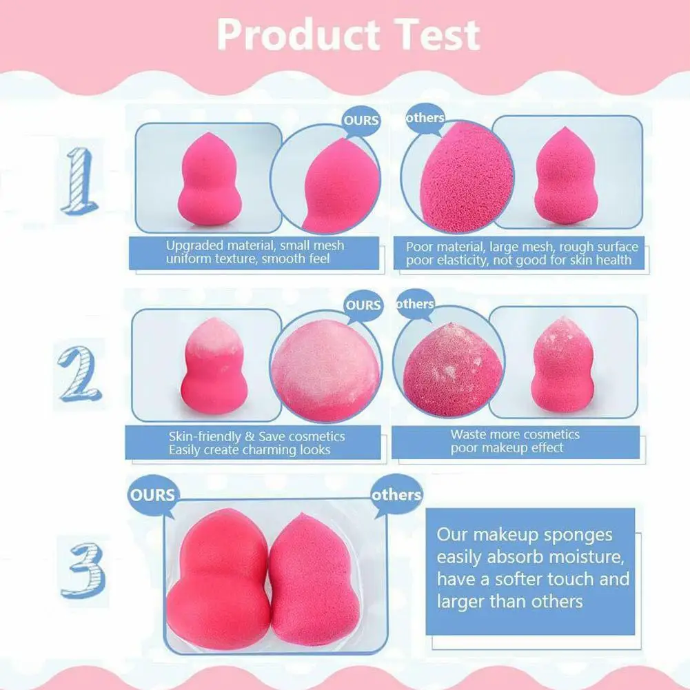 Liquidificador de esponja de maquiagem para mulheres, Powder Puff, Beauty Egg, Soft Cosmetic Puff, Esponjas de fundação, Acessórios de maquiagem