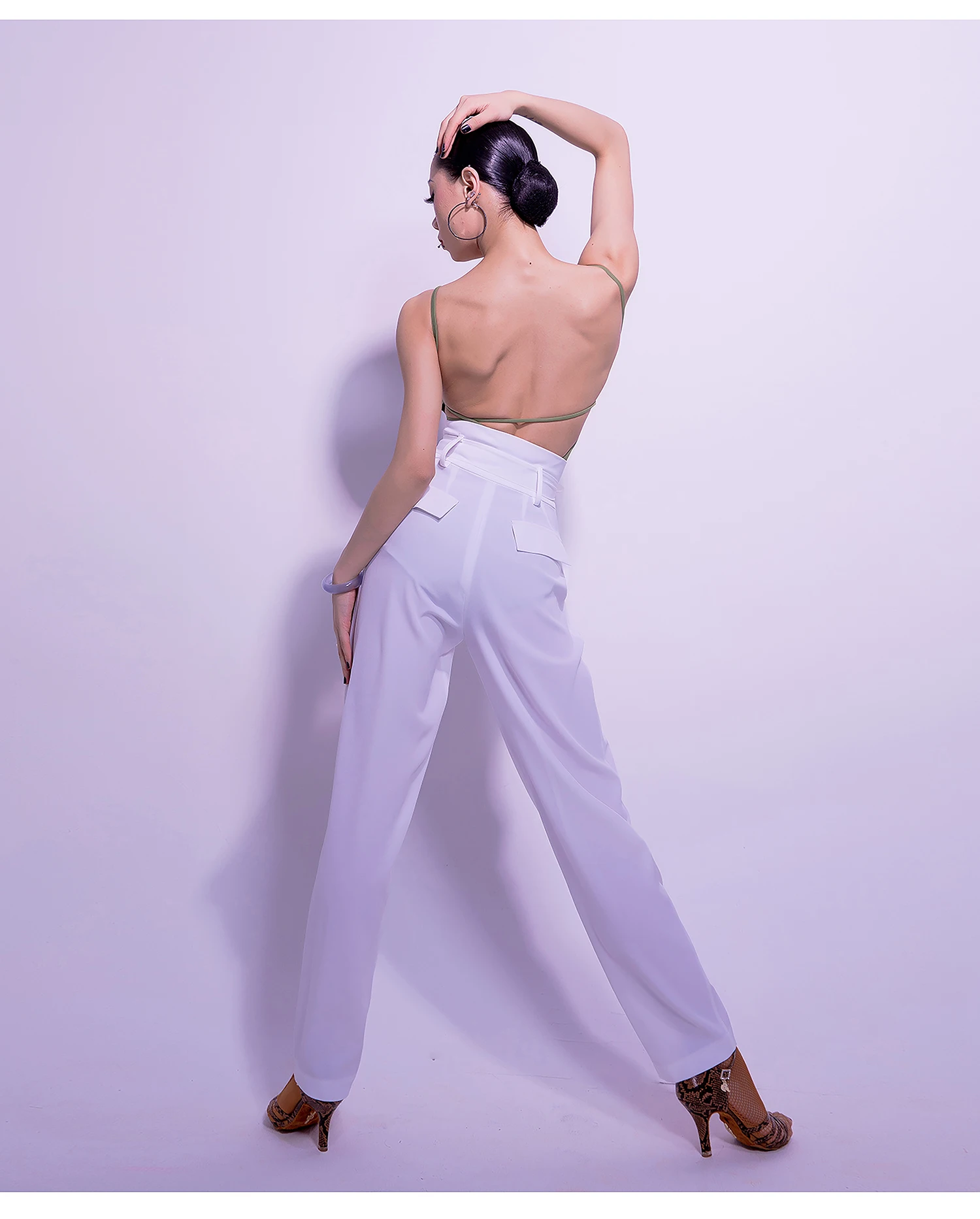 Modern Dance Pants Women High Waist Latin Dance Pants 2023 New Social Dance Wide Leg Dance Pants white pink light green S M L XL