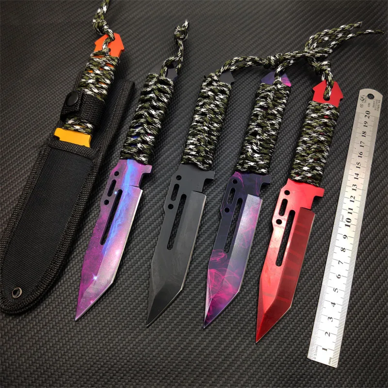 Real CS GO Paracord knife Counter Strike Tactical Straight cutter coltelli da caccia guaina da campeggio sopravvivenza coltello colorato