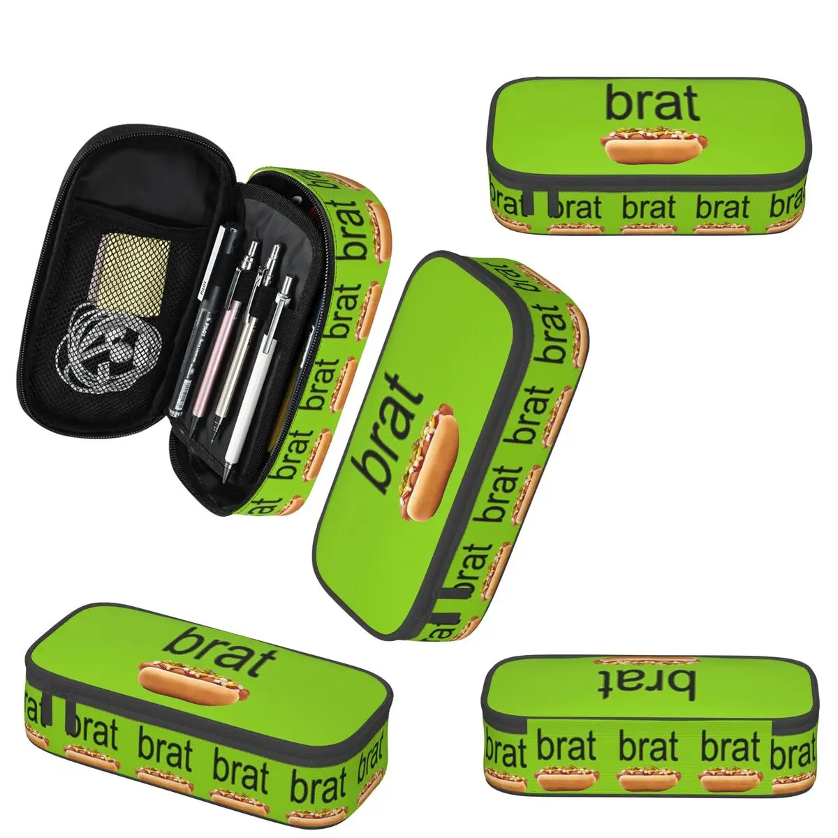 مقلمة Brat Charli Xcx لصبي فتاة مدرسة صندوق القلم حقيبة أقلام رصاص لوازم القرطاسية حقيبة حامل القلم