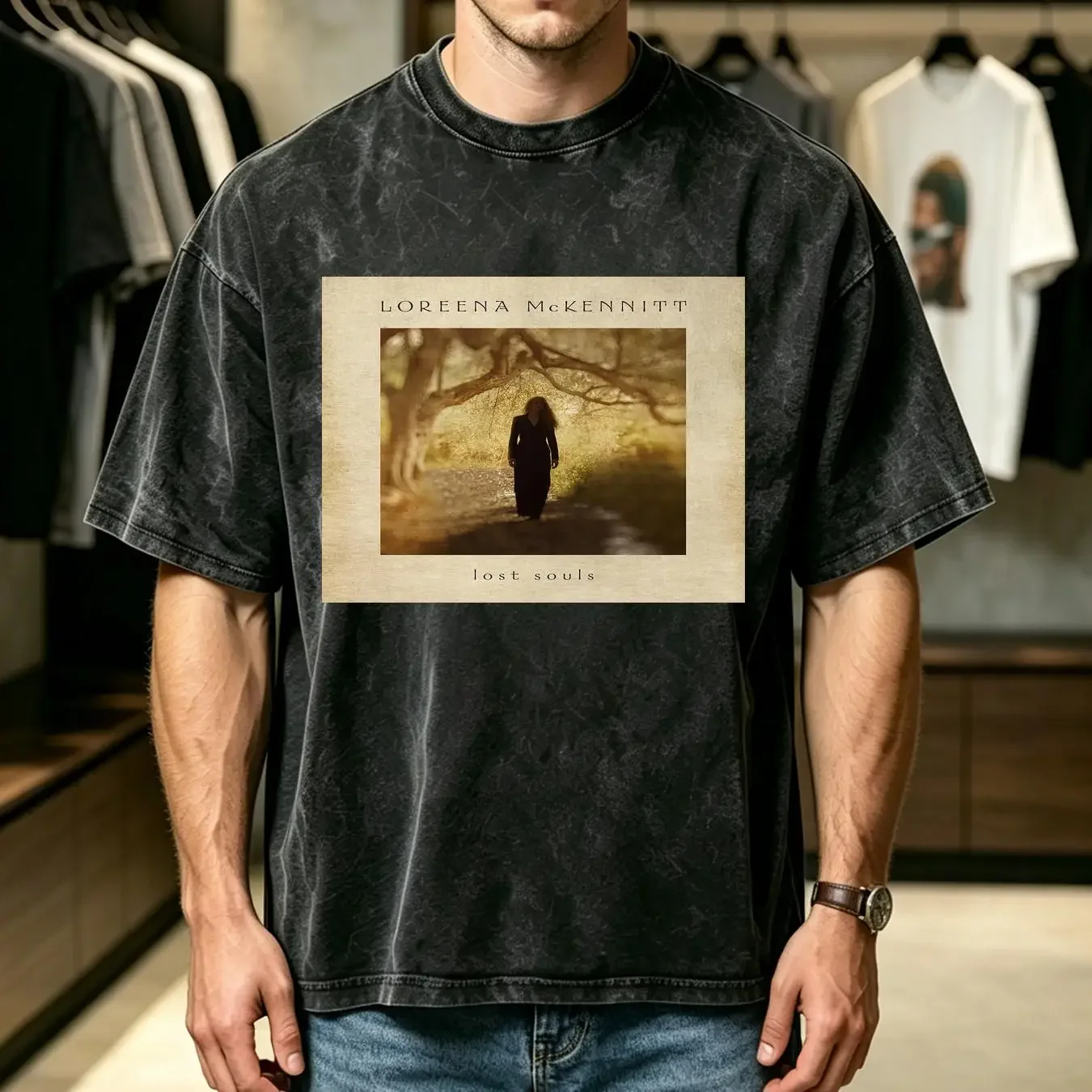 washed T Shirt LOREENA MCKENNITT lost souls vinyl cd cover SMALL MEDIUM LARGE XL vintage Washed Stretched streetwear