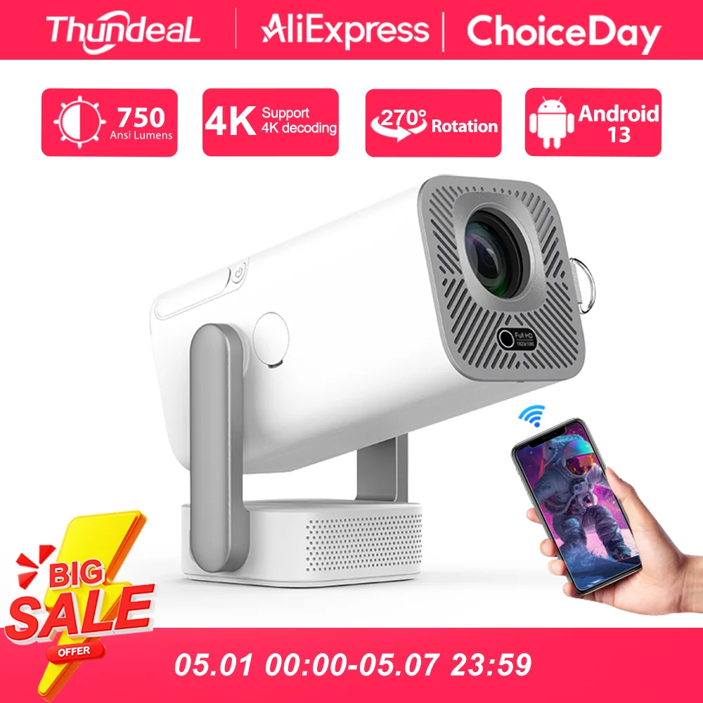 מקרן ThundeaL HD מיני 1080P 2K 4K וידאו LED מקרן TD80W Pro WIFI אנדרואיד מקרן TD80Pro מקרן תלת מימד קולנוע ביתי