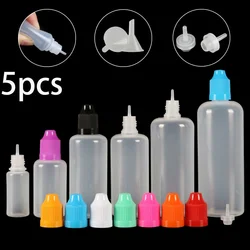 5 sztuk X 5ML-120ML plastikowe butelki z kroplomierzem puste wyciskane E płynny sok oleju oczu Vape Jar pojemniki z cienką końcówką CRC Cap LDPE