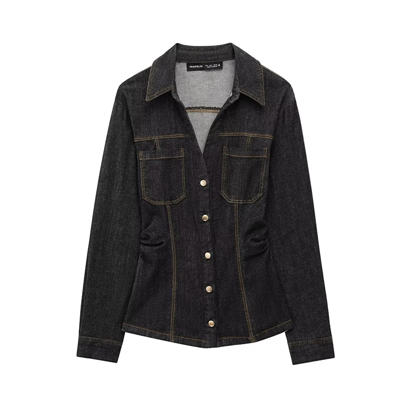 

Willshela Women Fashion With Pockets Denim Single Breasted Jackets Vintage Lapel Neck Long Sleeves Female Chic Lady Outfits