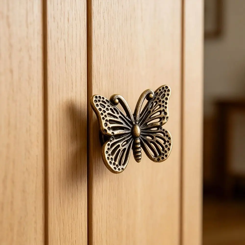 1pc Zinc Alloy Vintage Cabinet Knobs Animal Shape Decorative Drawer Pull Handles DIY Furniture Hardware Butterfly Cabinet Knobs