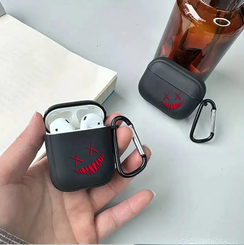 Rode Glimlach op het gezicht Airpods Case Oortelefoon Case voor Airpods 1 2 3 4 Pro 2 Generatie Airpod Case Cover Cadeau voor vriend