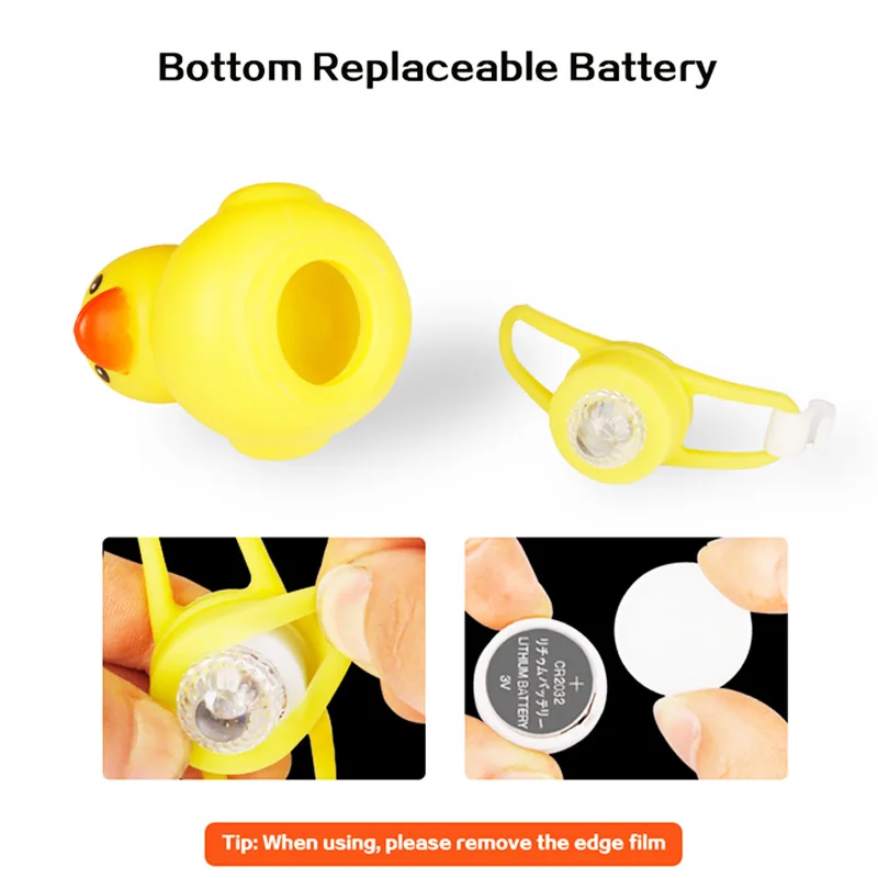 Zk30 Two 2032 Button Batteries Small Yellow Duck Bicycle  Bell Mountain / Road Bicycle Helmet Riding Accessories