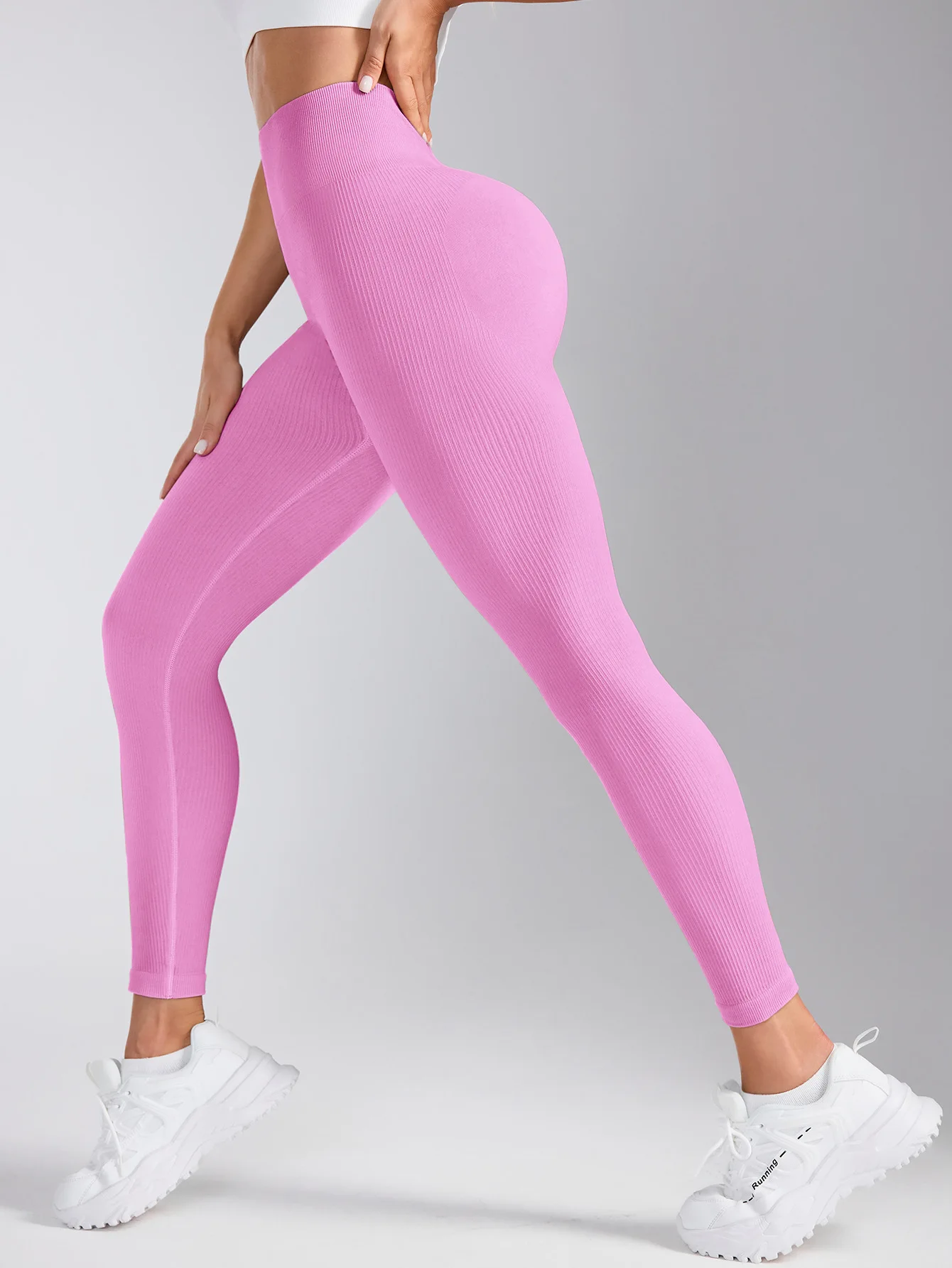 Zurück V-taille Yoga Leggings Frauen Nahtlose Dünne Hosen Gym Workout Laufen Sexy Butt Lift Sport Leggings Dehnbare Rippen hosen – Detail 38