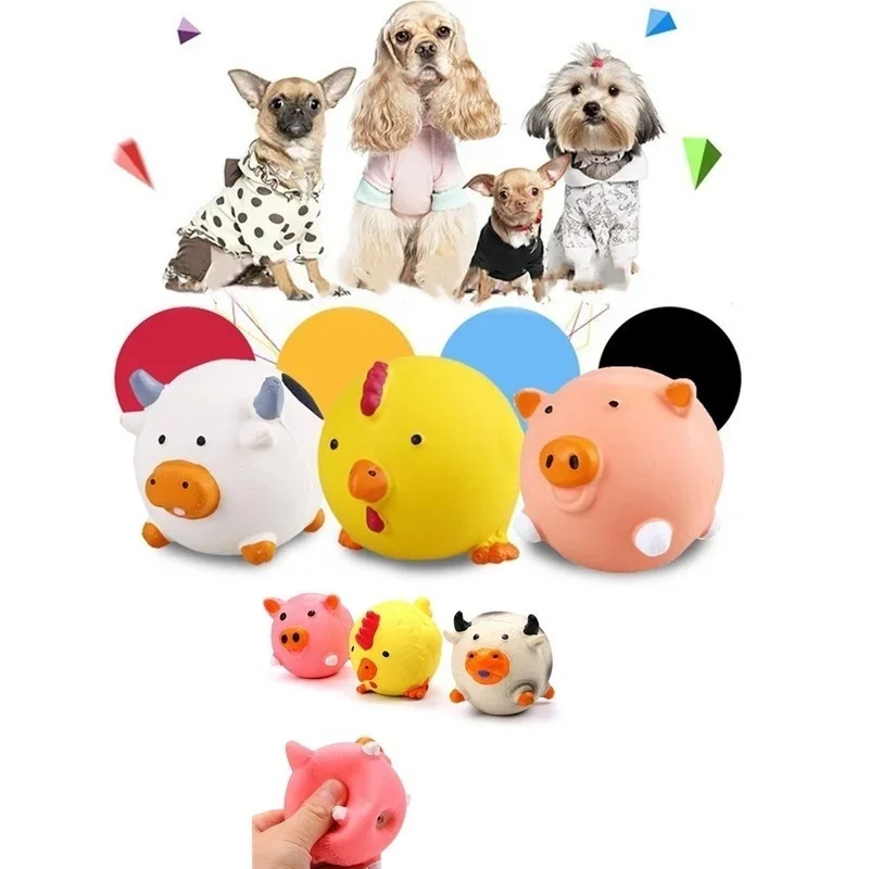 Juguete para perros, cachorro que grita, pollo de goma, cerdo, vaca, juguete para perros, chirriador de látex, masticar, entrenamiento, productos para mascotas, 1 ud.