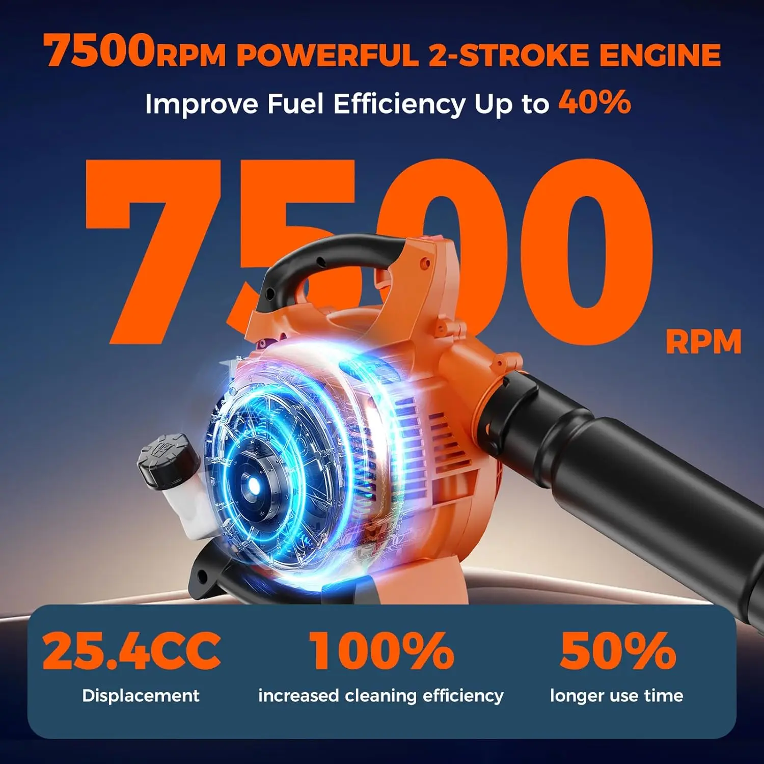 3 في 1 منفاخ أوراق الغاز المهاد اللاسلكي مع حقيبة 432CFM 180 MPH 25.4cc 2-Cycle منفاخ يعمل بالغاز خفيف الوزن للحديقة Ca