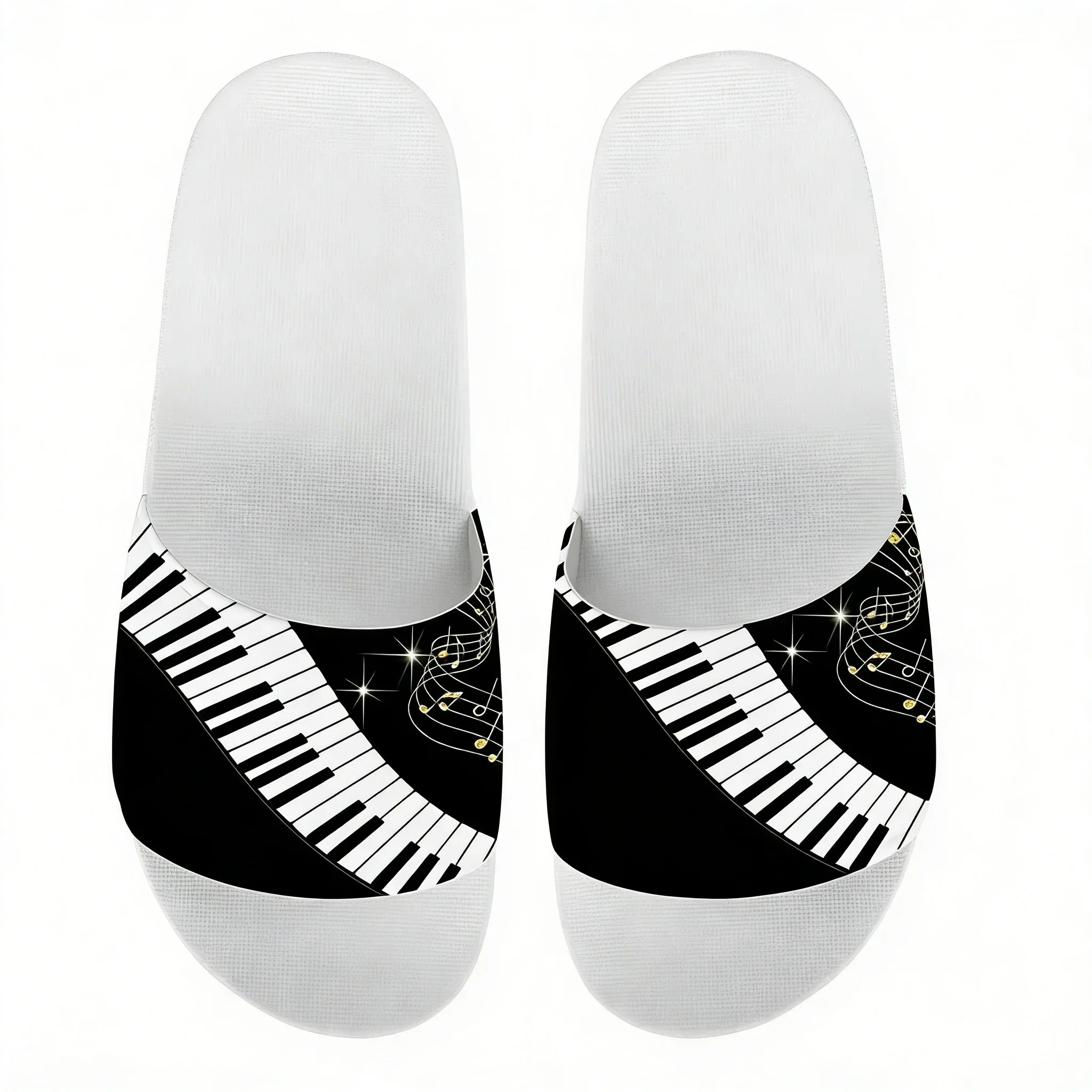 Music Notes Piano Keyboard Pattern Woman Summer Home Slippers Casual White No-slip House Flip Flop Beach Female Shoe