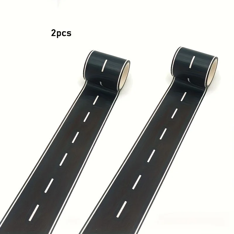 Reusable Cartoon Road Track Stickers Black Road Tape for Party Racing Decor Pre-Pasted Glitter Finish Auto-Themed