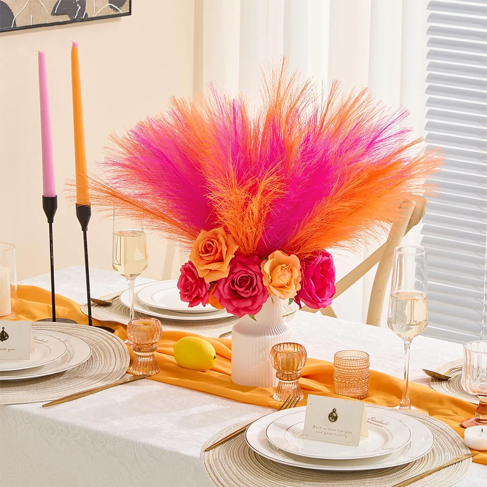 20PCS Künstliche Faux Bulk Pampas Gras 55CM Boho Dekor Blume Gefälschte Pflanze Flauschigen Schilf Hochzeit Party Home Raum Dekoration blumen – Detail 5
