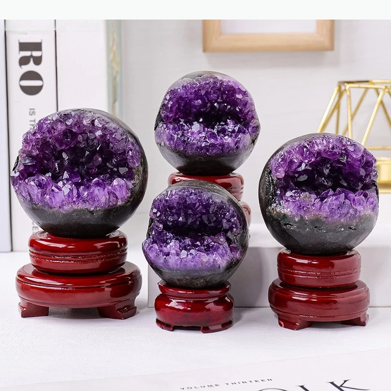 Natural Amethyst Ornament Open Mouth Art Sculpture Office Display Statue Home Accessories Decoration Crafts Miniatures