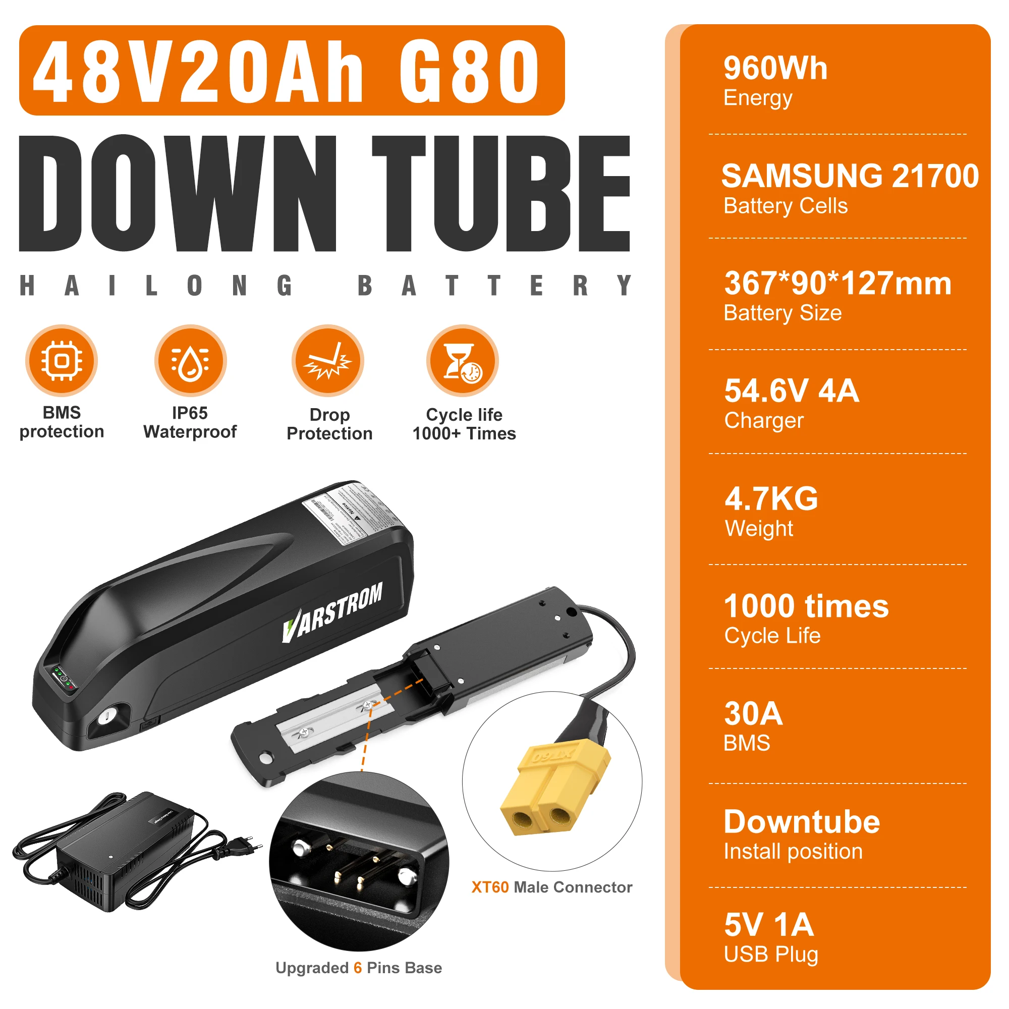 [3 dagen levering] Hailong Max Ebike accu met hoge capaciteit 48V 52V 30AH 25AH 20AH 16AH, 40A Smart BMS 21700 cellen Lange levensduur