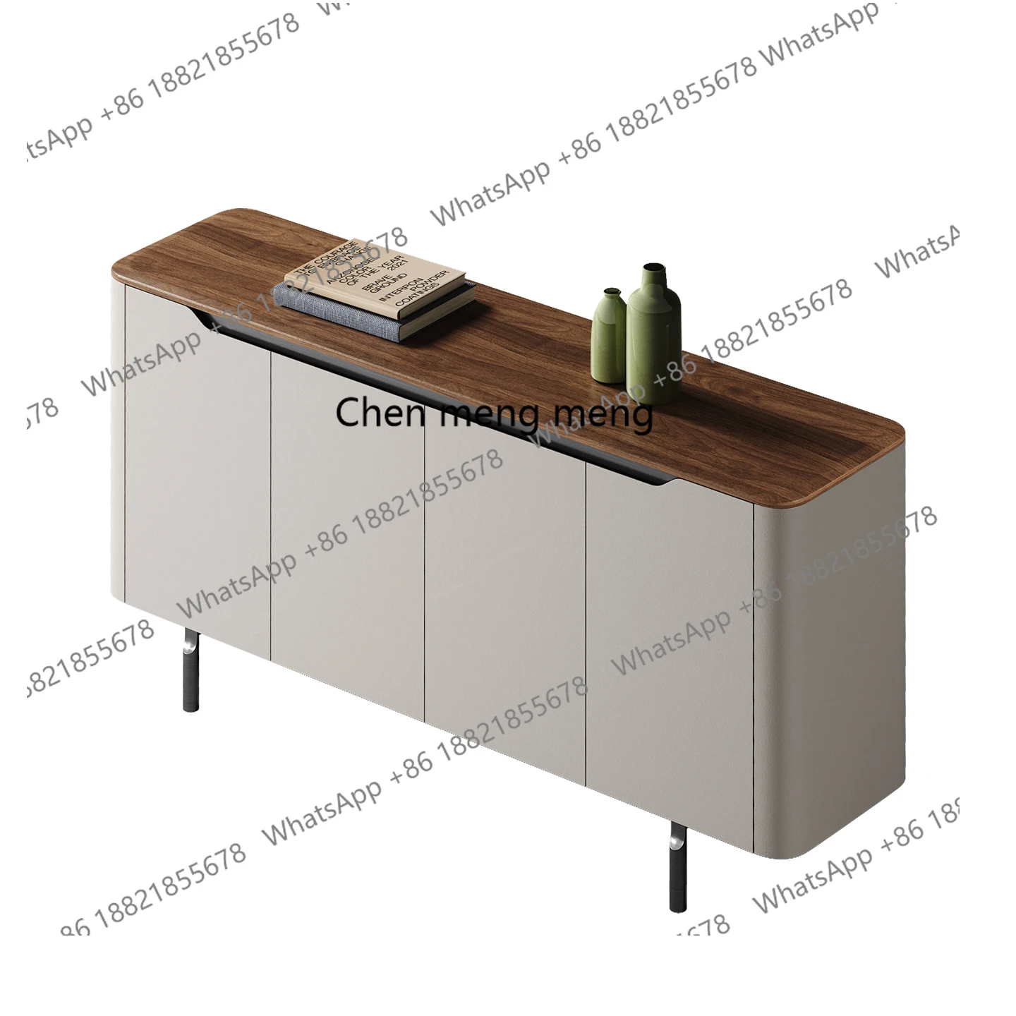 

Italian light luxury walnut dining side cabinet large flat solid wood bucket cabinet storage storage cabinet