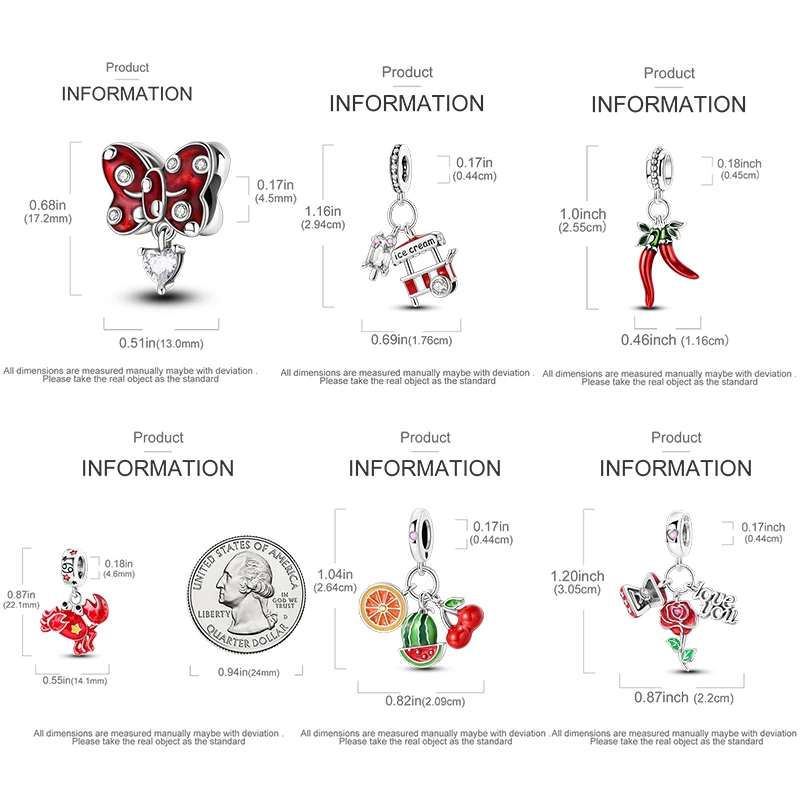 Charms aus 925 Sterling Silber, Rote Farbserie, Roter Elefant, Tier- und Fruchtperlen, Original, Passend für Damen, Jubiläums-Schmuckanhänger – Detail 14
