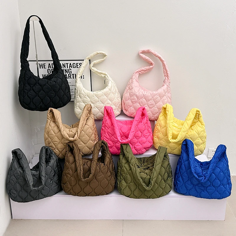 

Large Capacity Cloth Composite Tote Bags For Women 10 Color Fashion Quilted Shoulder Bag Female Casual Shopper Crossbody Handbag