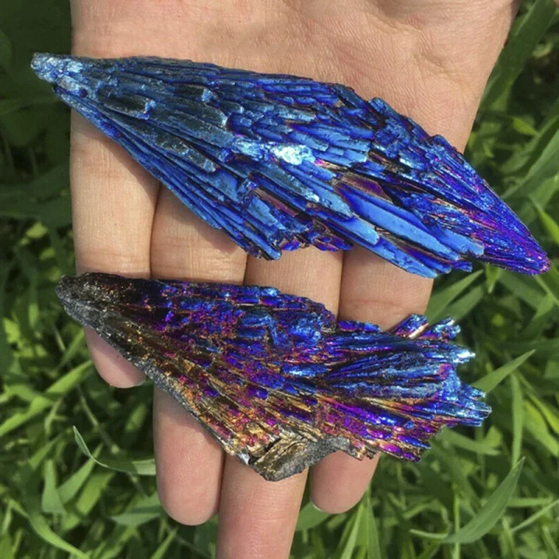 Natural Colorful Tourmaline Electroplate Mineral Healing Real Crystal Stone Home Decoration Handmade Stone Crafts