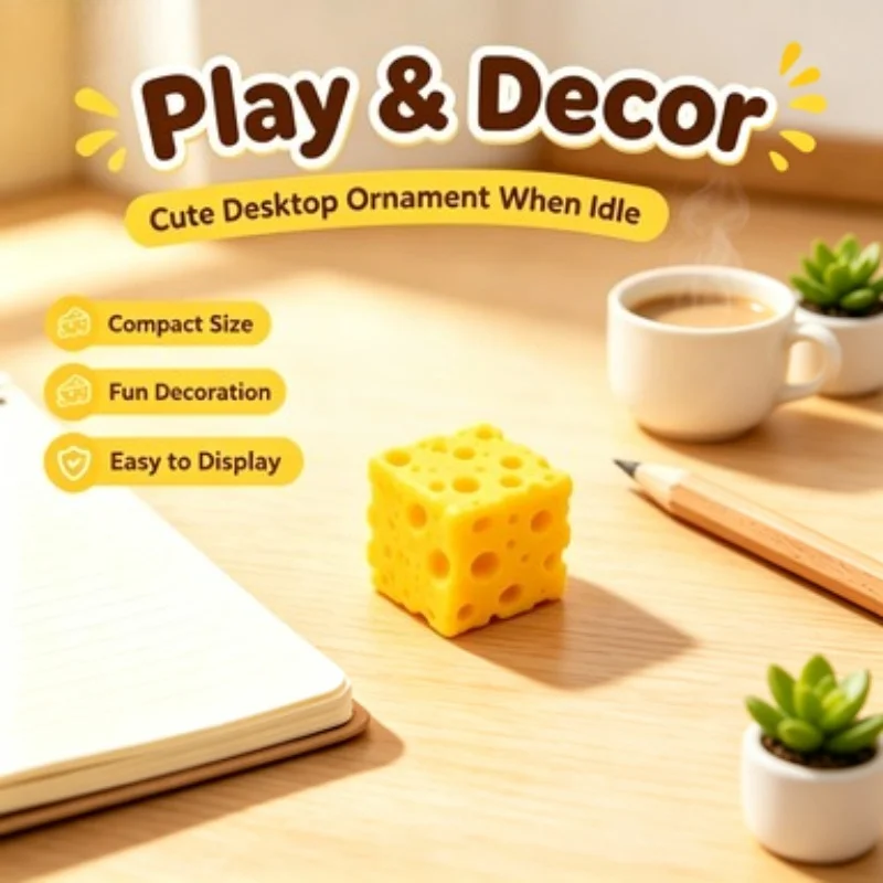 Cheese Cube Shape Squeeze Toy, TPR Soft Hand Play Toy, Fun Party Favor Supplies for Holiday Birthday Gift,