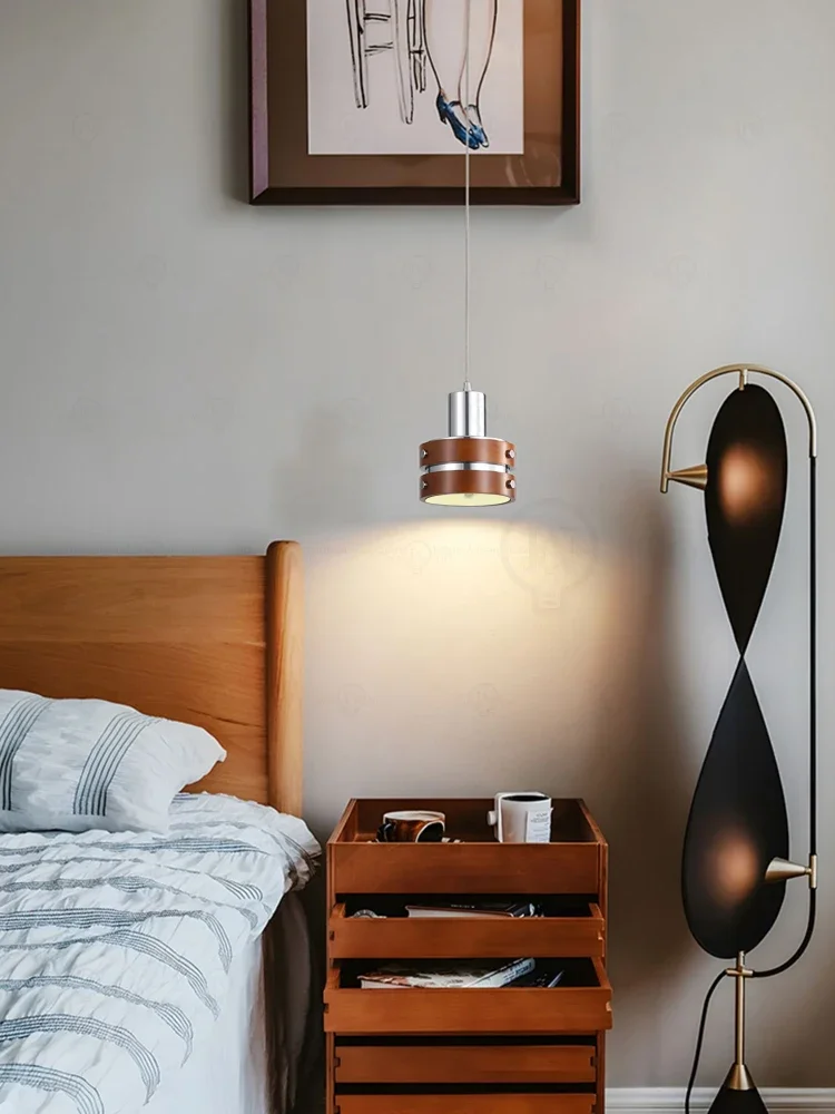 

Nordic small chandelier solid wood bedroom bedside small chandelier Nordic minimalist modern study bar counter chandelier