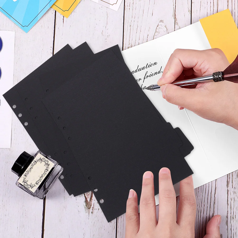 10 أوراق فواصل ورق، علامات تبويب الفهرس، منظم قابل للكتابة، مفكرة أوراق فضفاضة، تصنيف دفتر الملاحظات، علامات تبويب الموثق