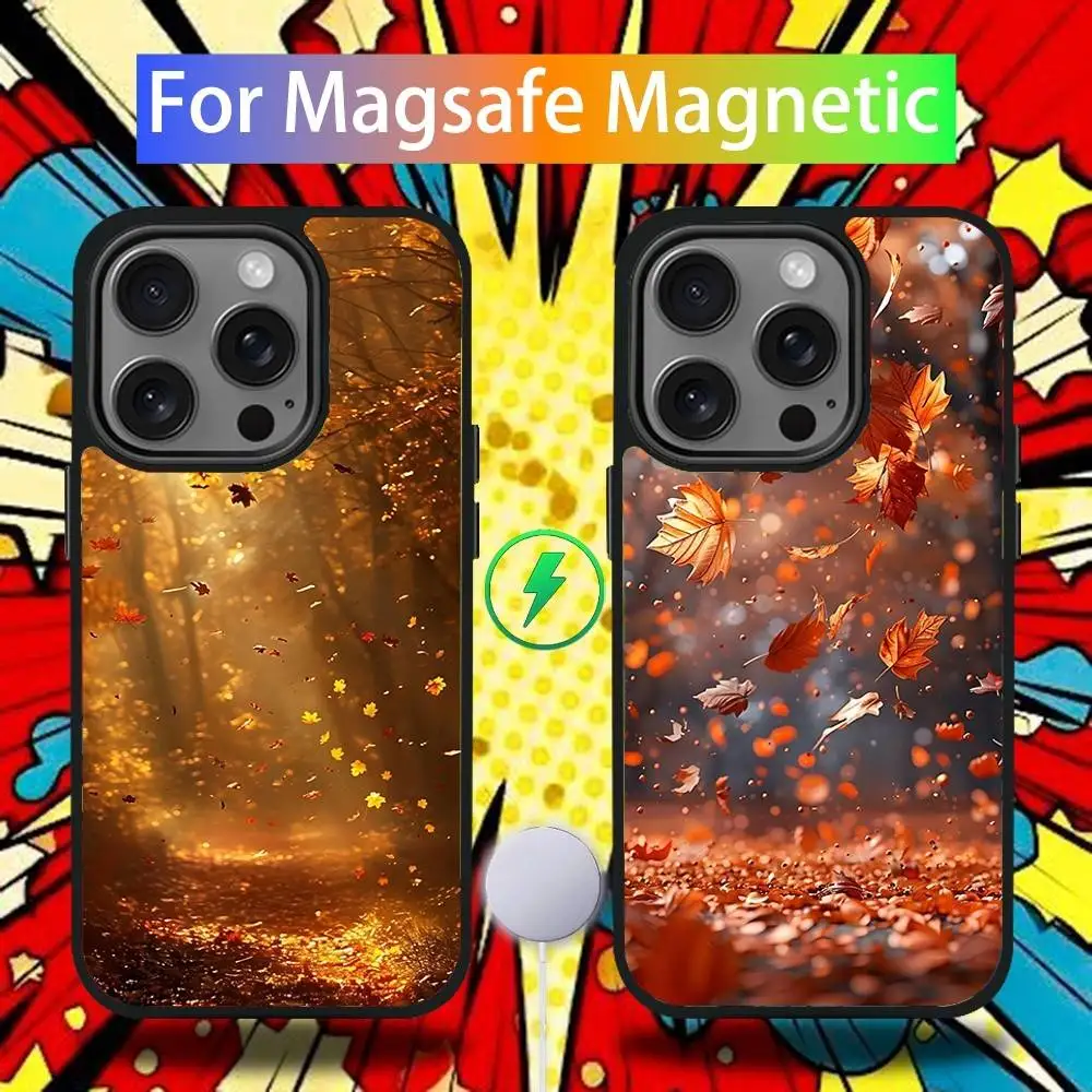 

Autumn Leaves Falling Phone Case For iPhone 17,16,15,14,13,12,11,Pro,Max,Plus,Mini,SE4,E Magnetic Magsafe Wireless Charging
