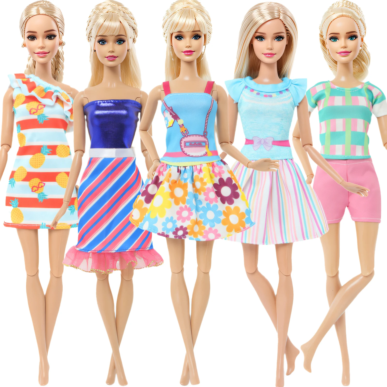 5 Set/Lot Pretty Girl Doll Clothes Dating Dress Casual Wear Mini Gown Skirt Print Outfit for 11.5\'\' Doll 30cm Kids Handmade Toy