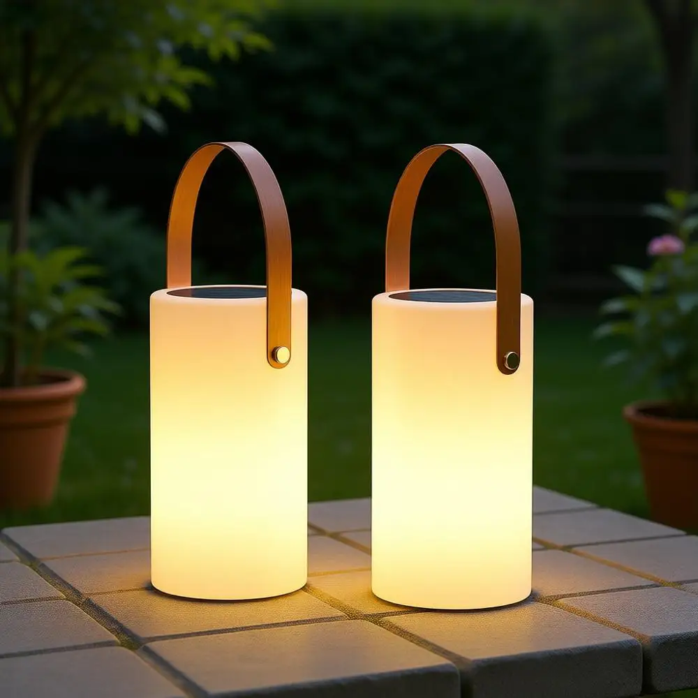 

2-Pack Outdoor LED Lanterns, Waterproof & Portable, RGB Rechargeable Lights for Patio, Deck, Camping