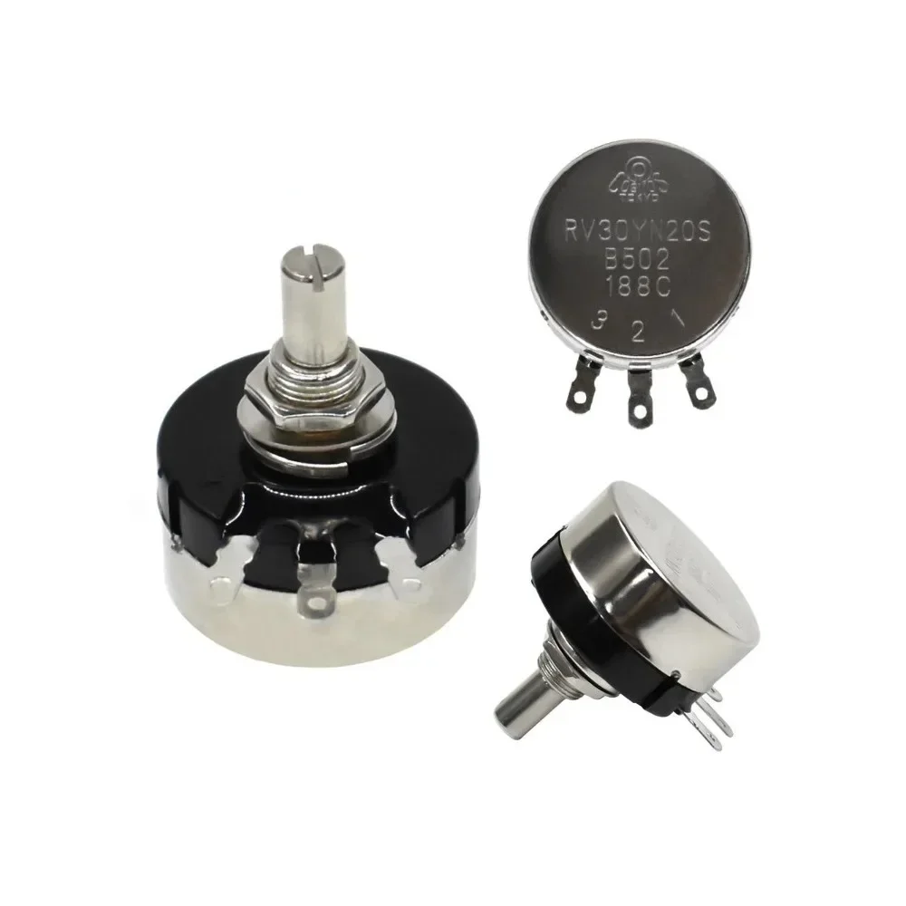 

RV30YN20S B102 B202 B502 B103 B204 B503 B104 B105 1K 5K 20K 10K 100K 1M RV30YN Single Turn Rotary Carbon Potentiometer