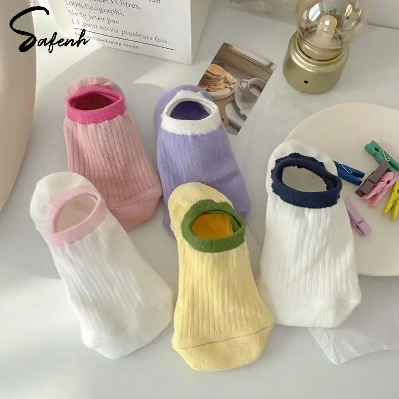 Women Summer Thin Candy Color Boat Socks Sweet Girl Color Matching Versatile Casual Breathable Socks Sock Slippers Low Cut Socks