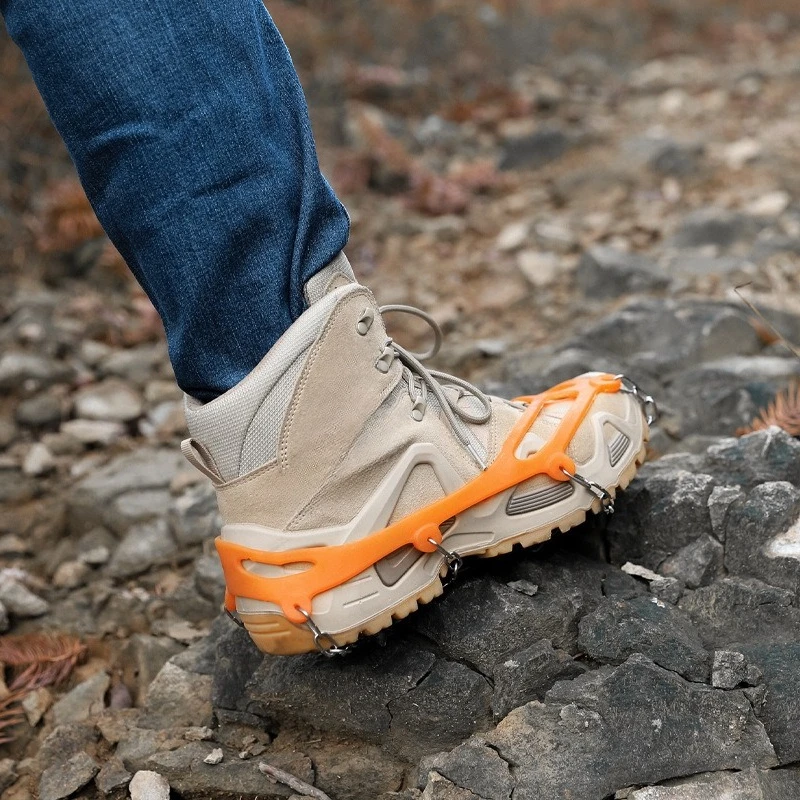 Outdoor Snow Non-slip Shoe Cover Shoe Chain Eight Teeth 8 Teeth Reinforced Crampons High-quality Latex, Free Storage Bag