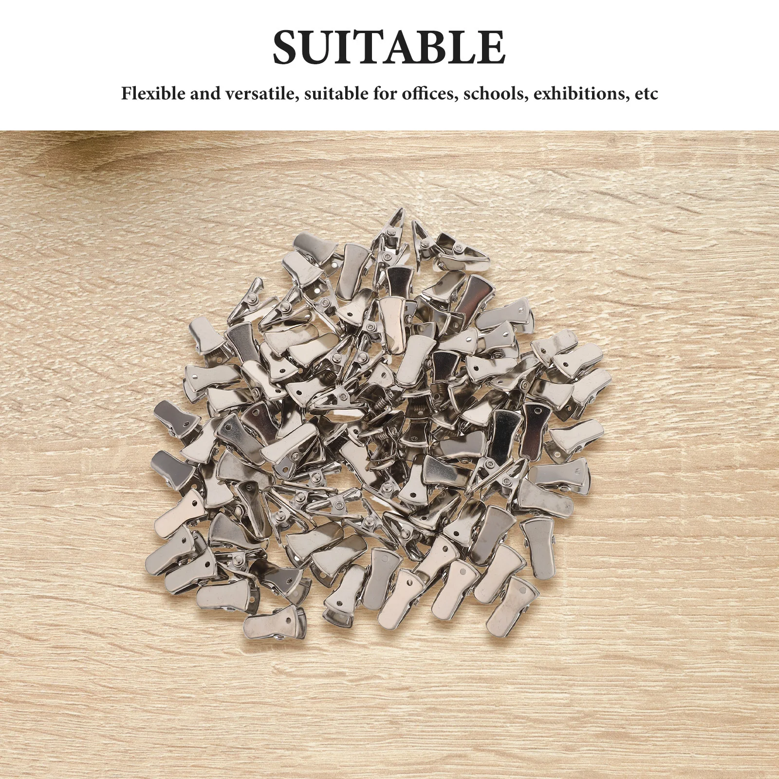 100pcs Badge Holder Metal Spring Clamps Strong Grip For Id Name Tag Cards Work Office School Supplies Camping Gear Clips Heavy