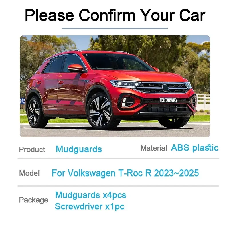 For Volkswagen VW T-Roc R 2023 2024 2025 4pcs Front Rear Mudguards Mud Wheel Protect Fender New Upgrade Mudflap Auto Accessories