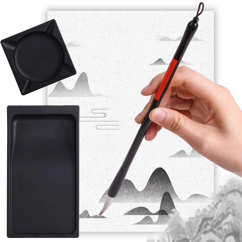 M&G  Adult Student Calligraphy Inkwell and Inkstone Tray, Dual-Purpose Design, Ideal for Student Painting and Calligraph