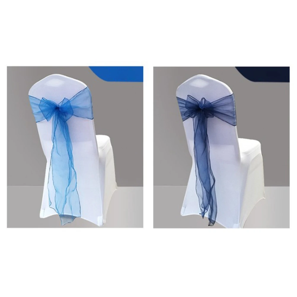 

10pcs Chair Cover Ribbon Streamers Back Yarn Wedding Decoration Strap Elegant Tulle Versatile Occasion Banquet Party Christmas