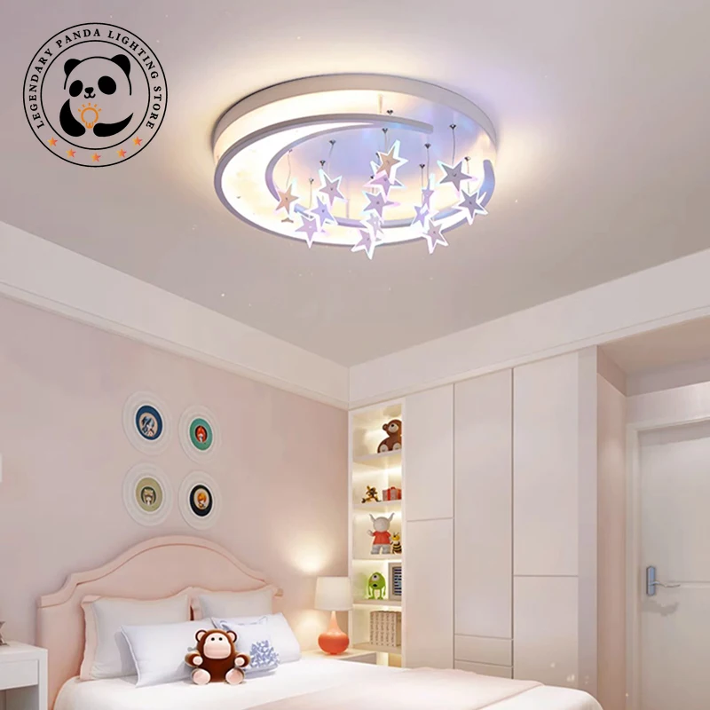 Modern Cartoon Ceiling Lights Originality Stars Lampshade Led Colorful Lamp Children's Room Bedroom Study Art Decoration Fixture