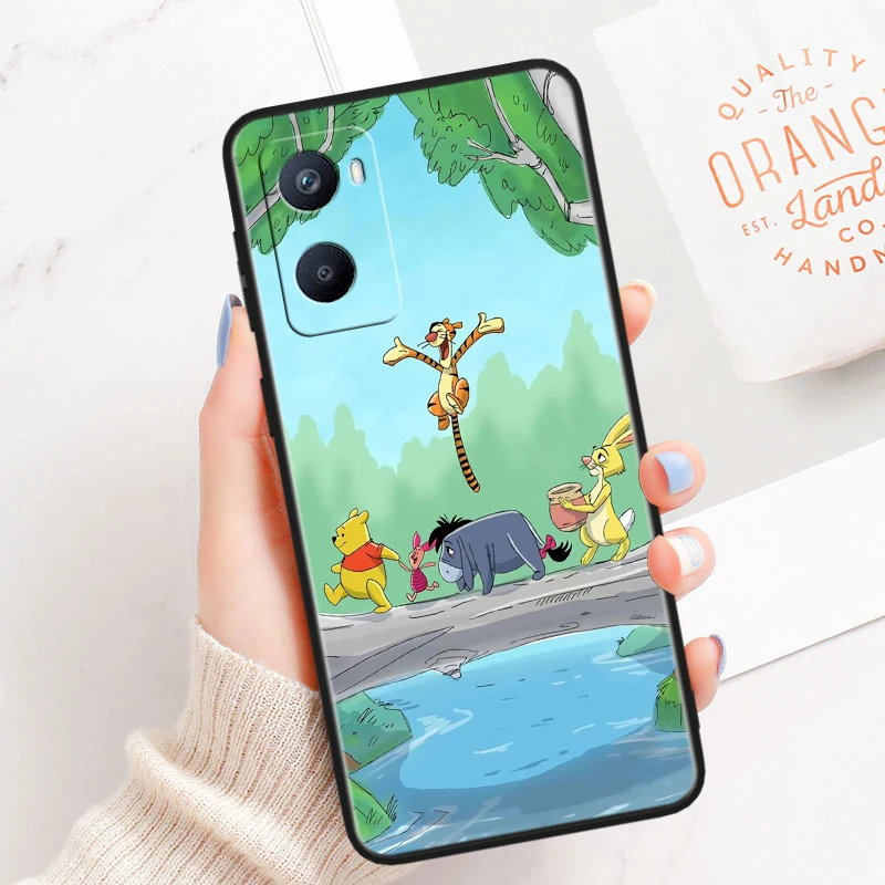 Bear Disney Winnie Pooh For OPPO A96 A94 A93 A77S A76 A74 A73 A72 A57S A56S A54S A53 A52 A15S A9 A5 Black Phone Case