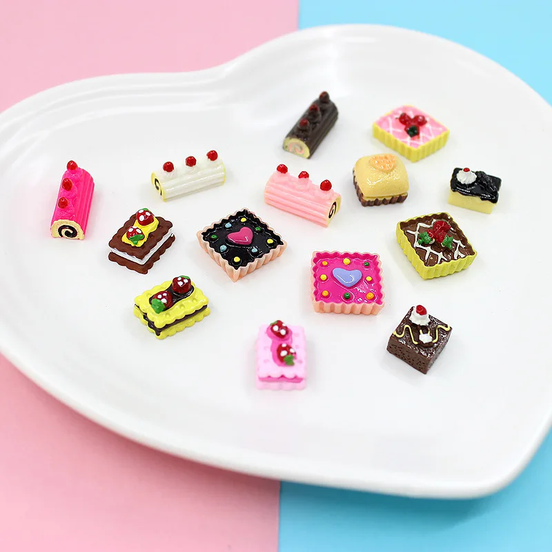Miniature Resin Bread Cabochon,Scrapbook Material,Flatback Charm Accessories,Planar,Kawaii DIY,Mini Figurine Decoration,10Pcs