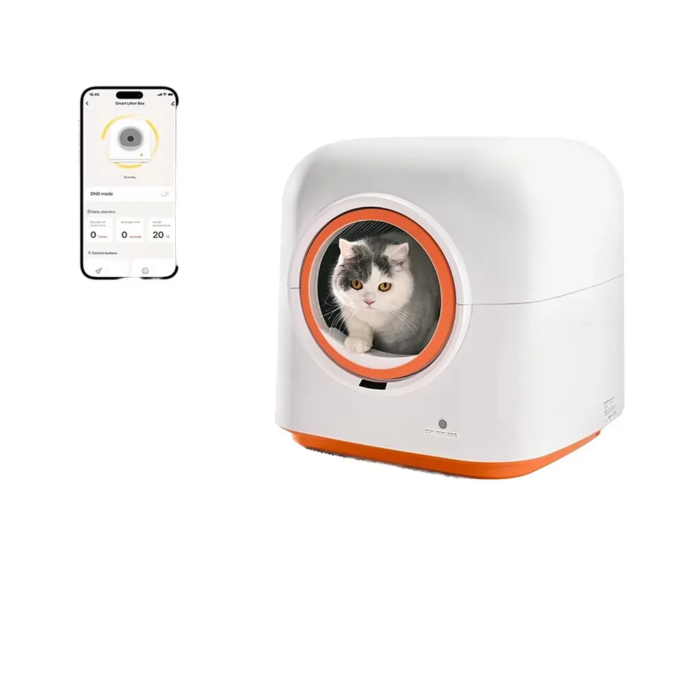 

60L Self-Cleaning Cat Box Odor Remove Anti-Pinch APP Control Smart Cat Toilet