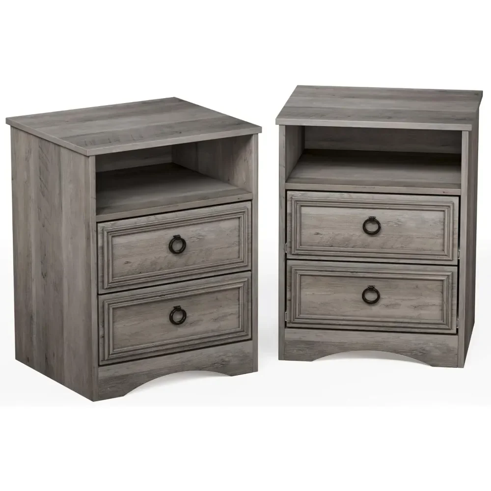 

Night Stand with Drawers, Accent Bed Side Table and End Table with Open Storage for Bedroom